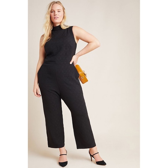 Eva Franco Anthropologie Mock Neck Open Back Knit Jumpsuit stretch knit casual - Picture 3 of 8